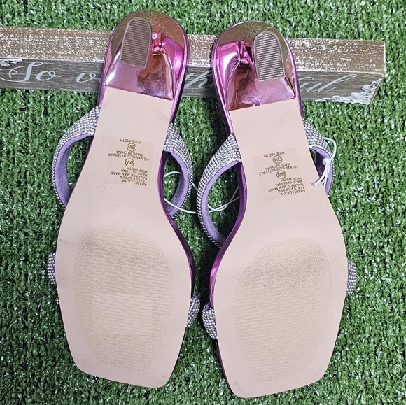 CHASE & CHLOE | ARABELLA EMBELLISHED DOUBLE STRAP METALLIC HEELS - NWOT! - Picture 14 of 16